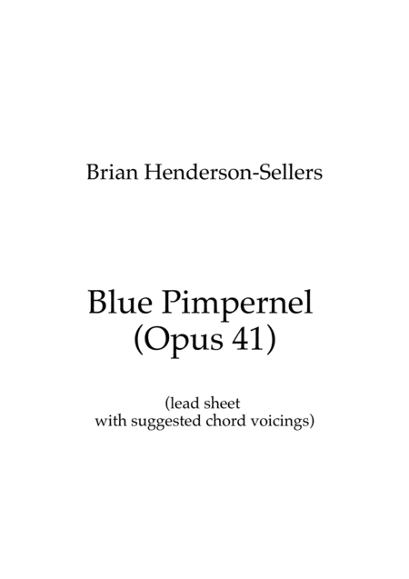 Blue Pimpernel Lead Sheet And Suggested Voicings Sheet Music