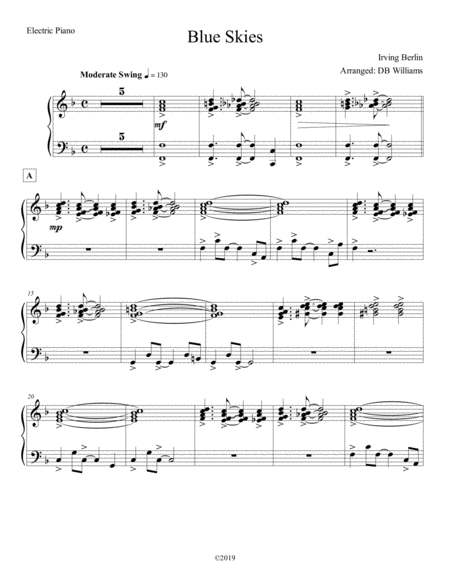 Blue Skies Electric Piano Sheet Music