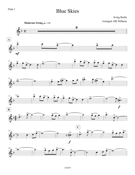 Blue Skies Flute 1 Sheet Music