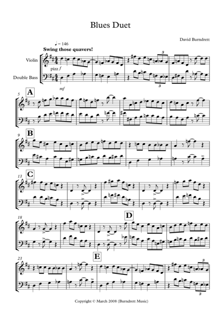 Blues Duet For Violin And Double Bass Sheet Music