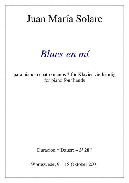 Blues En Mi Piano 4 Hands Sheet Music