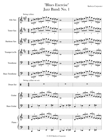 Free Sheet Music Blues Exercise Jazz Band No 1