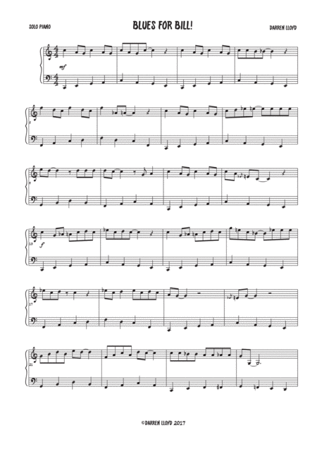 Free Sheet Music Blues For Bill Solo Piano