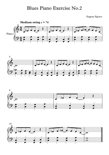 Free Sheet Music Blues Piano Exercise No 2