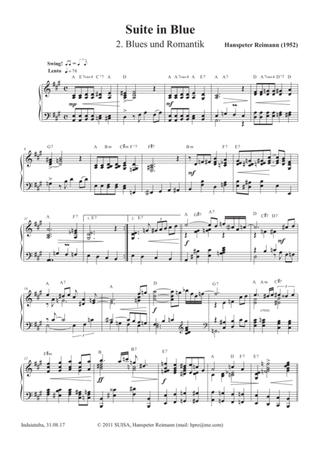 Free Sheet Music Blues Und Romantik