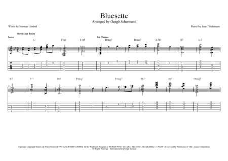 Bluesette Jazz Guitar Chord Solo Sheet Music