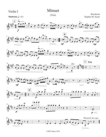 Free Sheet Music Boccherini Minuet Trio