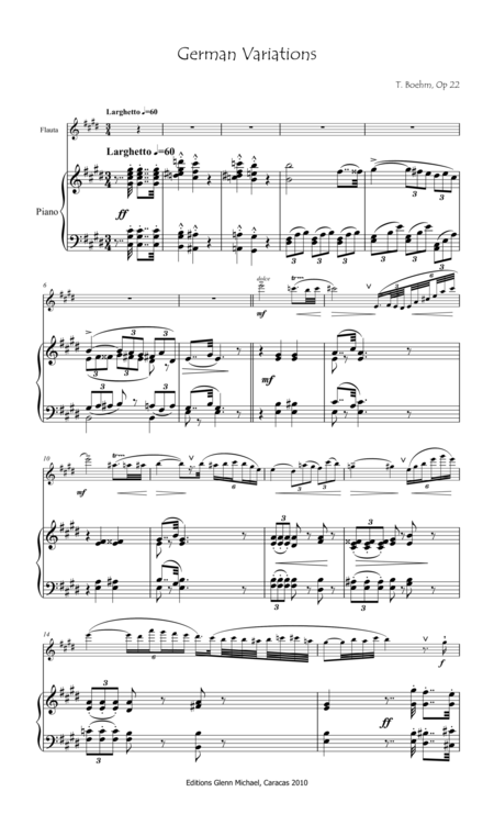 Free Sheet Music Boehm The German Variations For Flute Piano