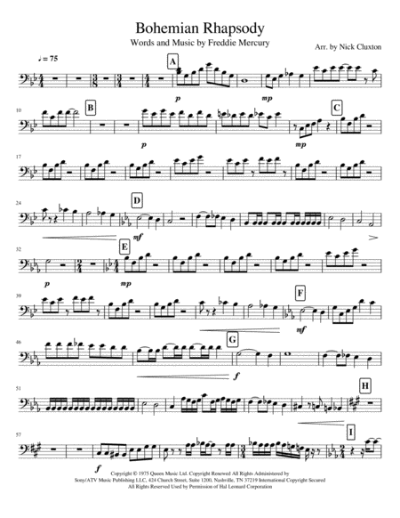 Bohemian Rhapsody String Ensemble 1st Cello Sheet Music