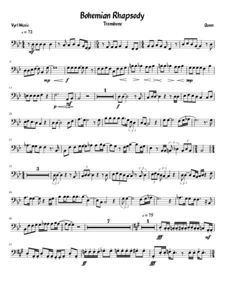 Bohemian Rhapsody Trombone Sheet Music