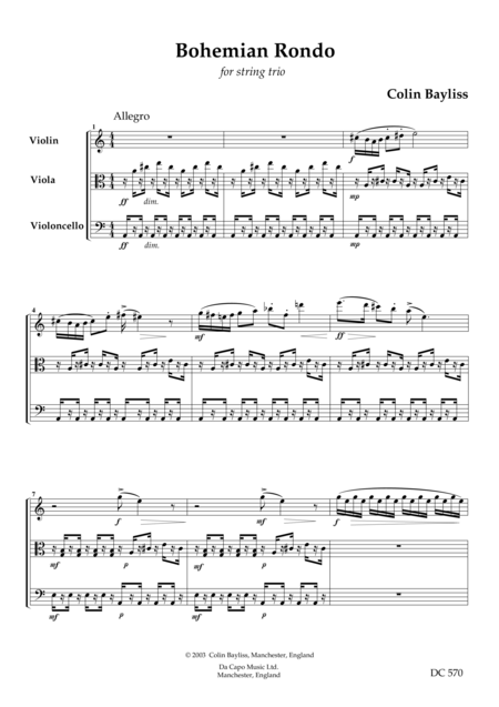 Bohemian Rondo For String Trio Sheet Music