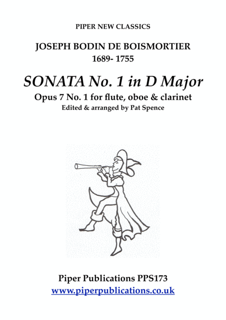 Boismortier Sonata No 1 In D Major Opus 7 No 1 For Flute Oboe Clarinet In A Sheet Music