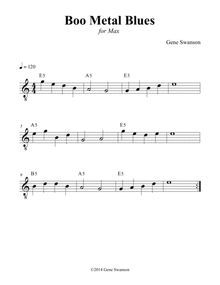 Free Sheet Music Boo Metal Blues Play Along