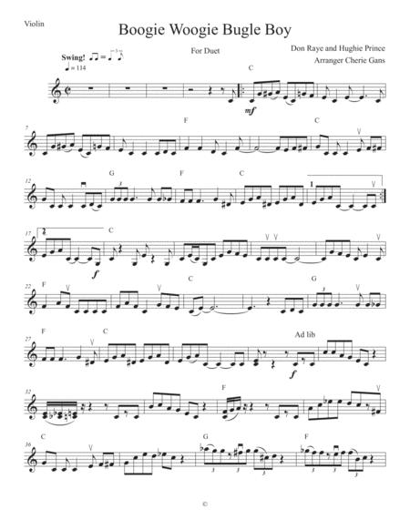 Boogie Woogie Bugle Boy Duet For Violin And Viola Sheet Music