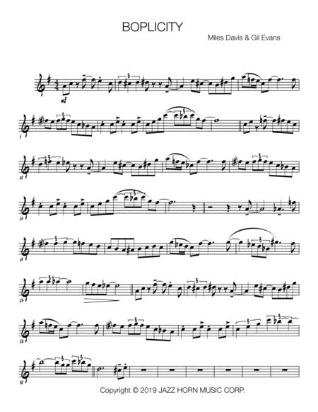 Boplicity Tenor Sax Sheet Music