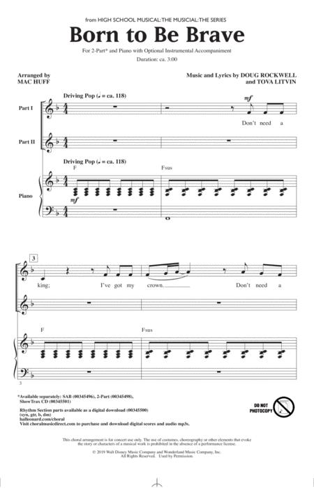 Free Sheet Music Born To Be Brave From High School Musical The Musical The Series Arr Mac Huff