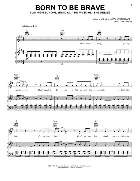 Free Sheet Music Born To Be Brave From High School Musical The Musical The Series