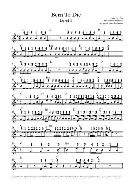 Born To Die Sheet Music