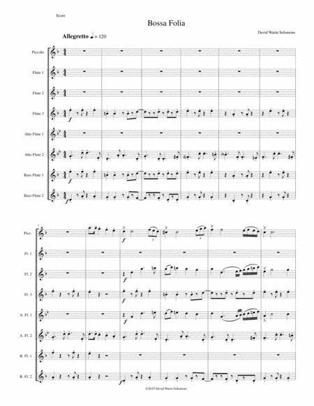 Free Sheet Music Bossa Folia For Flute Octet Or Flute Choir