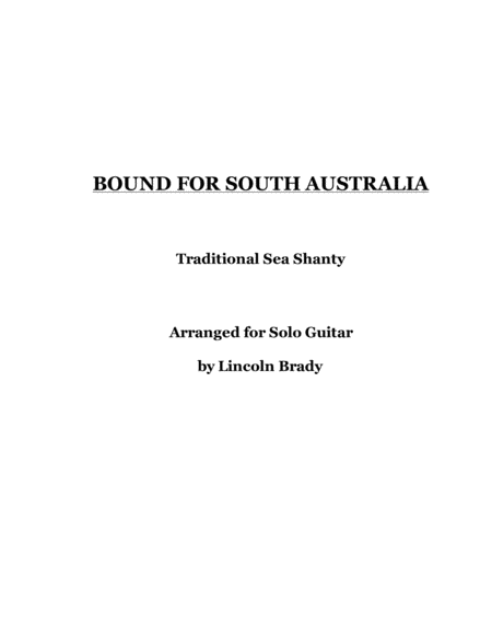 Free Sheet Music Bound For South Australia Solo Guitar
