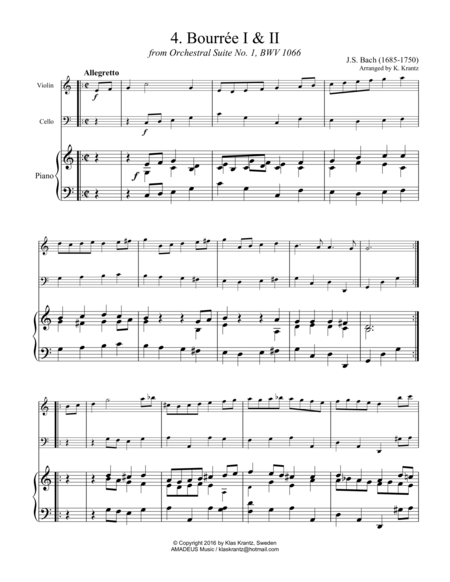 Bourre From Suite 1 Bwv 1066 For Piano Trio Sheet Music