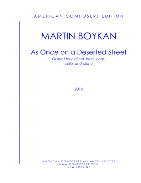 Boykan As Once On A Deserted Street Sheet Music