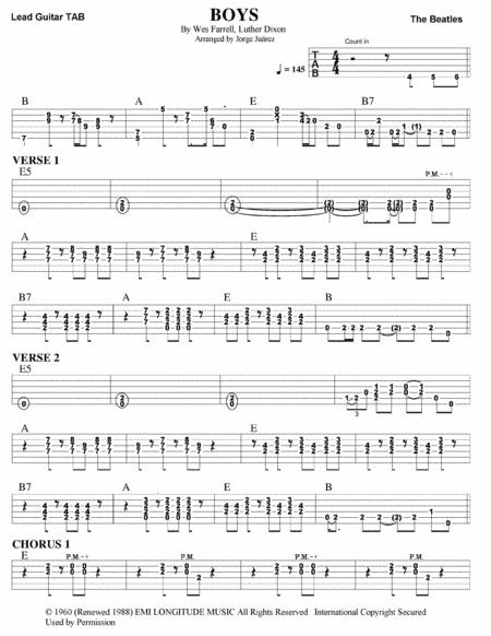 Free Sheet Music Boys Guitar Tab