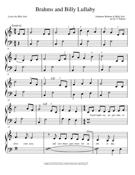 Brahms And Billy Lullaby Sheet Music