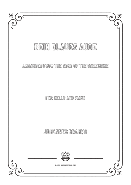 Free Sheet Music Brahms Dein Blaues Auge For Cello And Piano