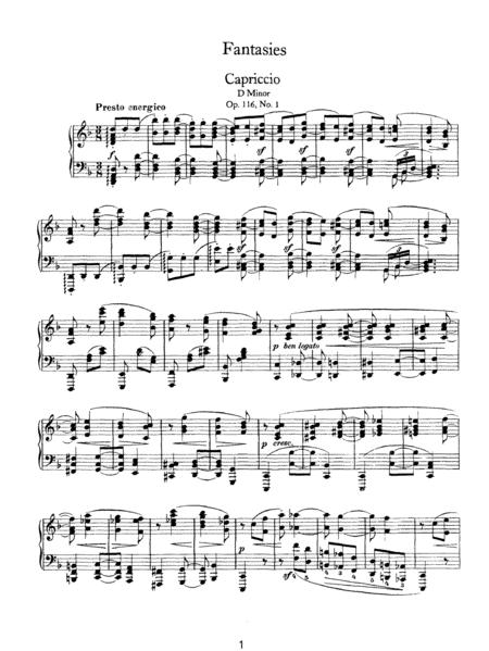 Brahms Fantasy Op 116 No 1 Capriccio In D Minor Sheet Music