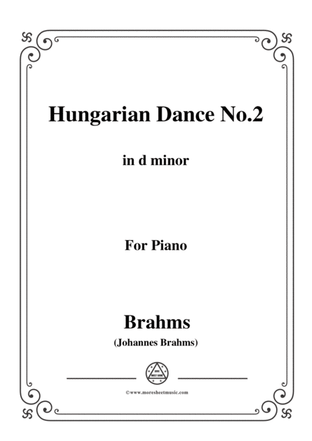 Free Sheet Music Brahms Hungarian Dance No 2 In D Minor For Piano