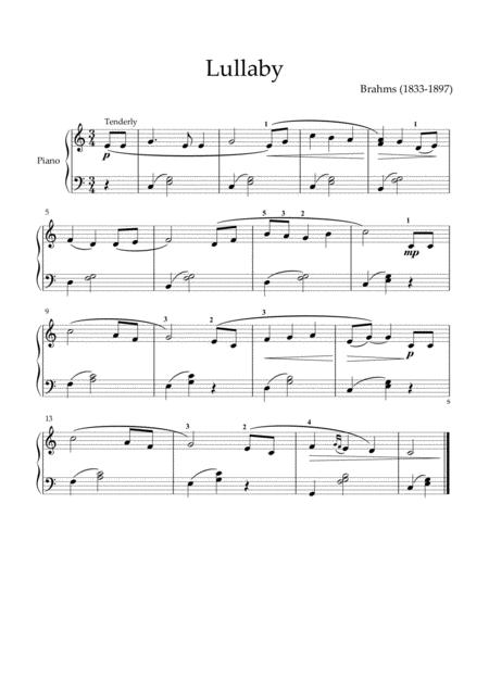 Brahms Lullaby Easy Piano Arrangement Sheet Music