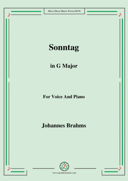 Free Sheet Music Brahms Sonntag In G Major For Voice And Piano