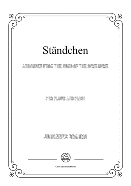 Free Sheet Music Brahms Stndchen For Flute And Piano