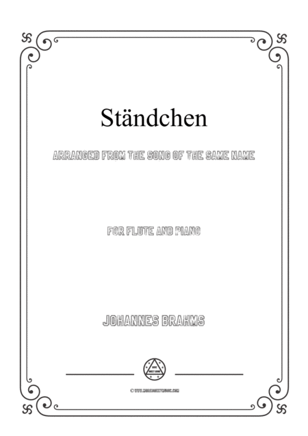 Brahms Stndchen For Flute And Piano Sheet Music