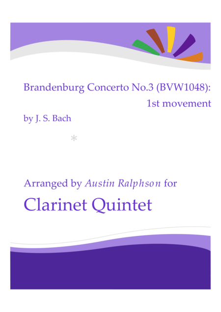 Free Sheet Music Brandenburg Concerto No 3 1st Movement Clarinet Quintet