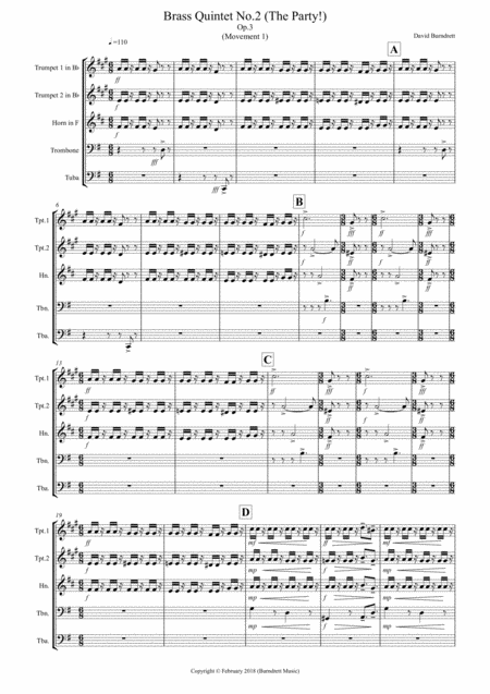 Brass Quintet No 2 Op 3 The Party Movement 1 Sheet Music