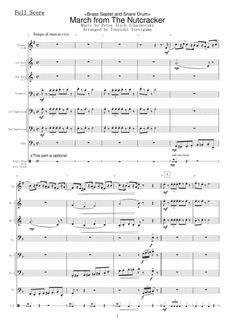 Free Sheet Music Brass Septet And Snare Drum March From The Nutcracker