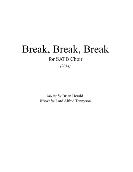 Break Break Break Sheet Music