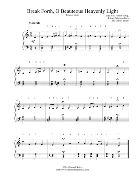 Break Forth O Beauteous Heavenly Light For Easy Piano Sheet Music