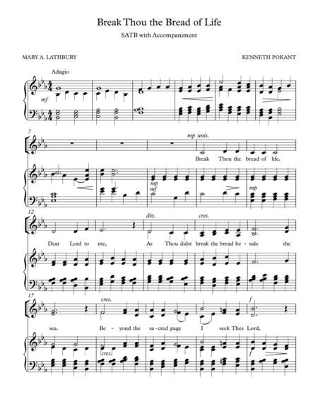 Break Thou The Bread Of Life Sheet Music