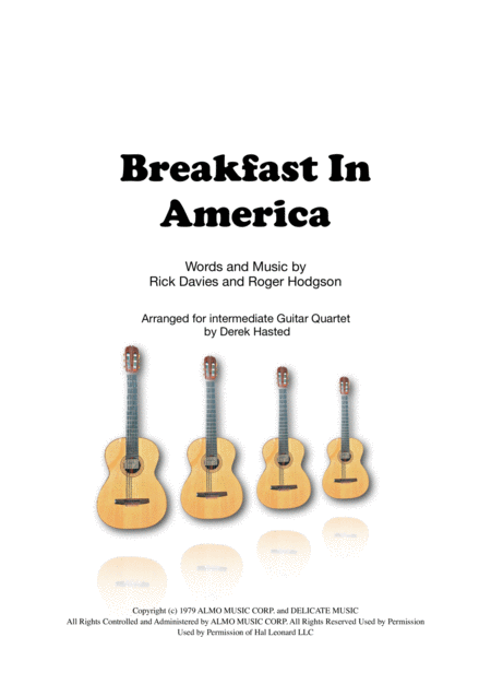 Breakfast In America For 4 Guitars Large Ensemble Sheet Music