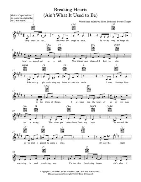 Free Sheet Music Breaking Hearts Aint What It Used To Be