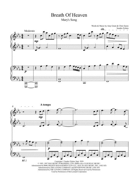 Free Sheet Music Breath Of Heaven Mary Song Late Intermediate Piano Duet