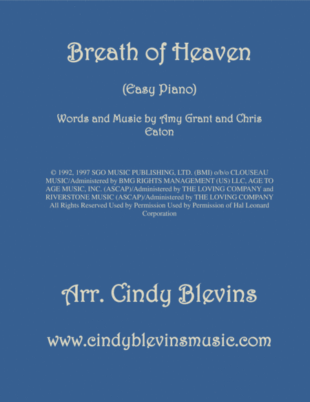 Free Sheet Music Breath Of Heaven Marys Song Arranged For Easy Piano Solo