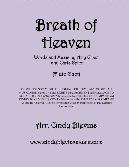 Breath Of Heaven Marys Song Arranged For Flute Duet Sheet Music