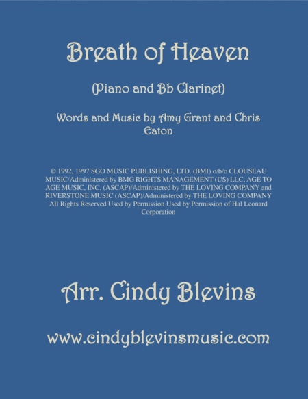 Breath Of Heaven Marys Song Arranged For Piano And Bb Clarinet Sheet Music