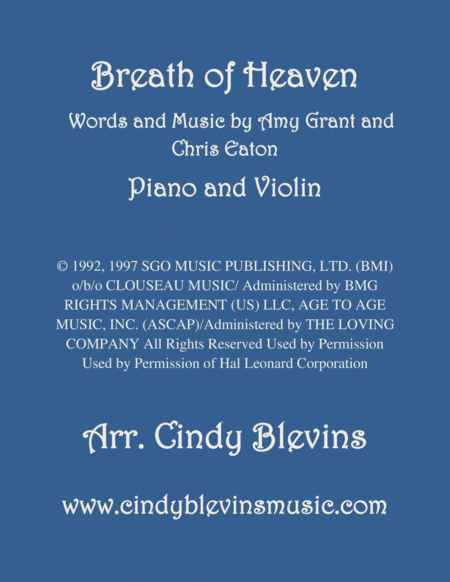 Free Sheet Music Breath Of Heaven Marys Song Arranged For Piano And Violin