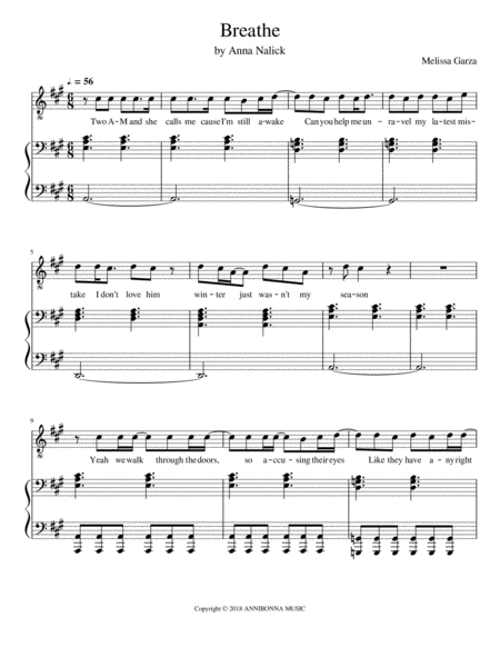 Breathe 2am Sheet Music