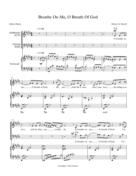 Free Sheet Music Breathe On Me